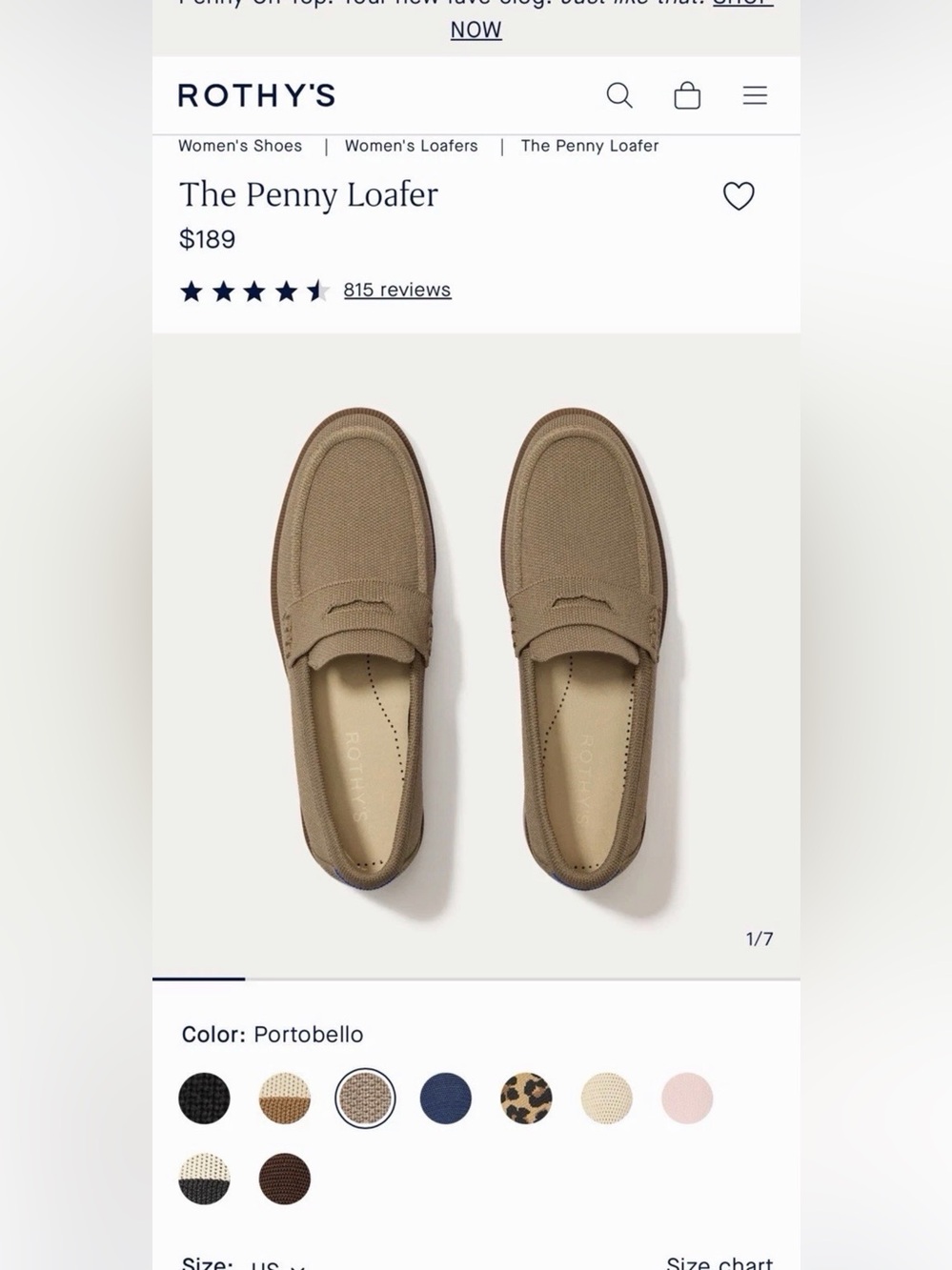 Rothy's Portobello Penny Loafer - Beige/Tan
